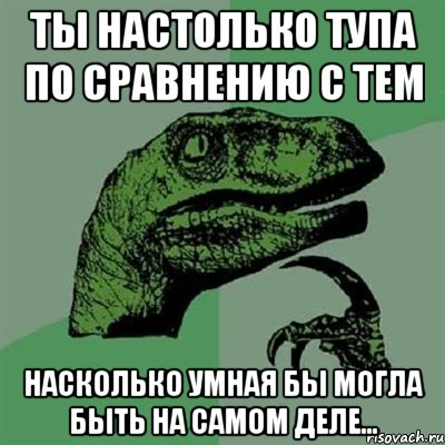 Ты настолько тупа по сравнению с тем Насколько умная бы могла быть на самом деле..., Мем Филосораптор