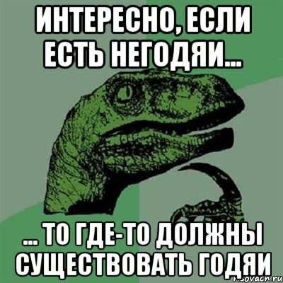 интересно, если есть негодяи... ... то где-то должны существовать годяи, Мем Филосораптор