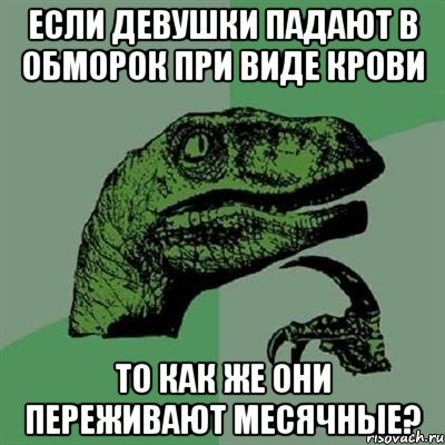 Если девушки падают в обморок при виде крови то как же они переживают месячные?, Мем Филосораптор