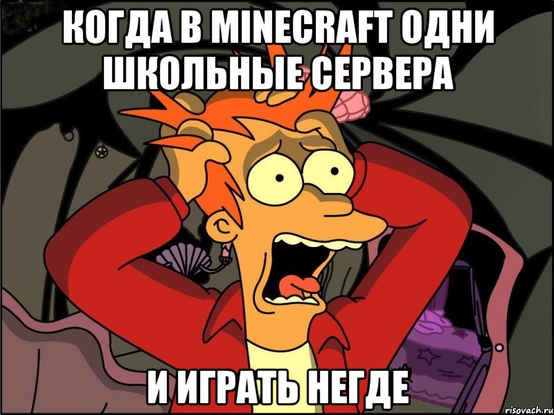 Когда в Minecraft Одни школьные сервера И играть негде, Мем Фрай в панике