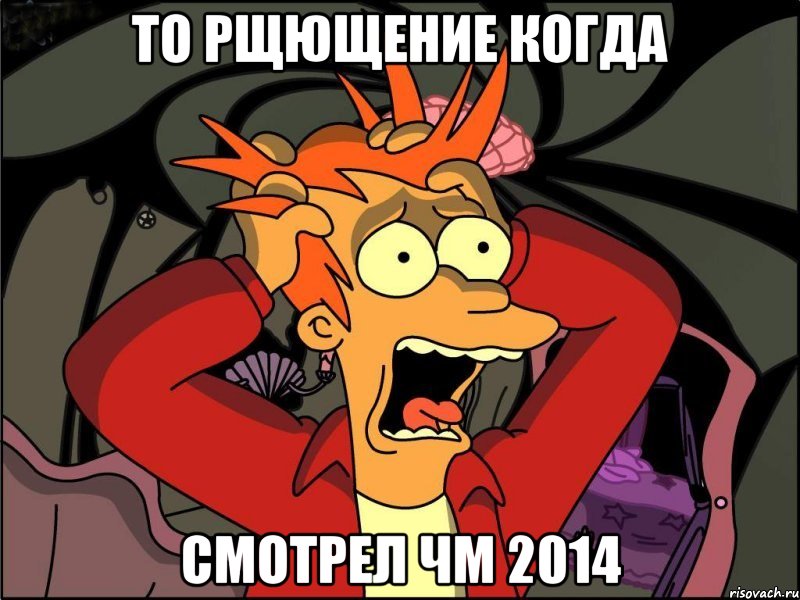 то рщющение когда смотрел чм 2014, Мем Фрай в панике