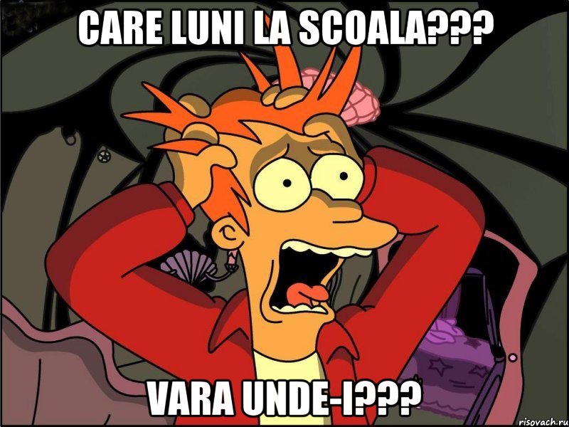 care luni la scoala??? vara unde-i???, Мем Фрай в панике