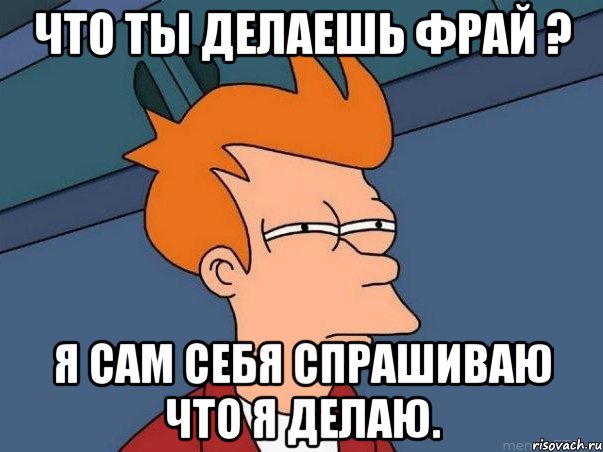 Что ты делаешь Фрай ? Я сам себя спрашиваю что я делаю., Мем  Фрай (мне кажется или)