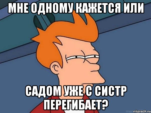 МНЕ ОДНОМУ КАЖЕТСЯ ИЛИ САДОМ УЖЕ С СИСТР ПЕРЕГИБАЕТ?, Мем  Фрай (мне кажется или)