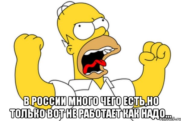  В России много чего есть,но только вот не работает как надо..., Мем Разъяренный Гомер