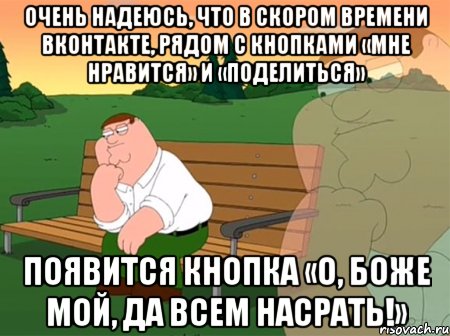 очень надеюсь, что в скором времени вконтакте, рядом с кнопками «мне нравится» и «поделиться» появится кнопка «о, боже мой, да всем насрать!», Мем Задумчивый Гриффин