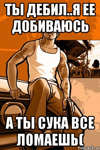 ТЫ дебил..я ее добиваюсь а ты сука все ломаешь(, Мем GTA