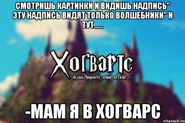 Смотришь картинки и видишь надпись" Эту надпись видят только волшебники" И тут...... -Мам я в Хогварс, Мем Хогвартс