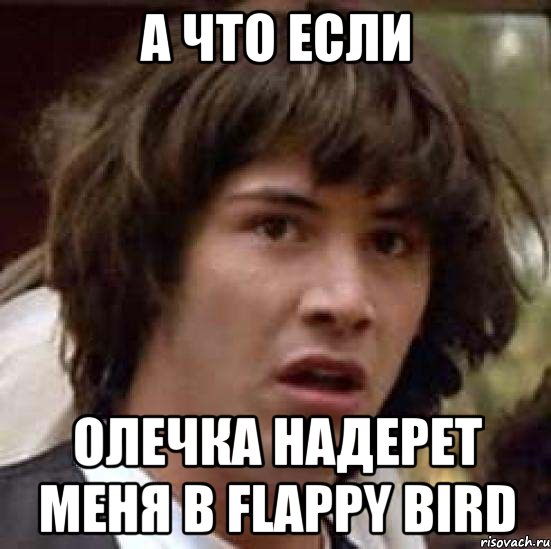 А ЧТО ЕСЛИ ОЛЕЧКА НАДЕРЕТ МЕНЯ В FLAPPY BIRD, Мем А что если (Киану Ривз)
