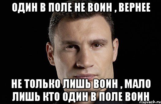 Один в поле не воин , вернее не только лишь воин , мало лишь кто один в поле воин, Мем Кличко