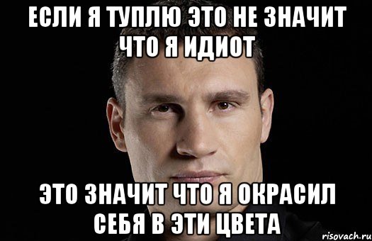 если я туплю это не значит что я идиот это значит что я окрасил себя в эти цвета, Мем Кличко