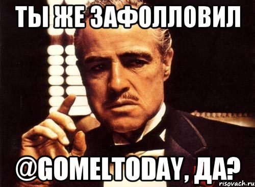 Ты же зафолловил @GomelToday, да?, Мем крестный отец