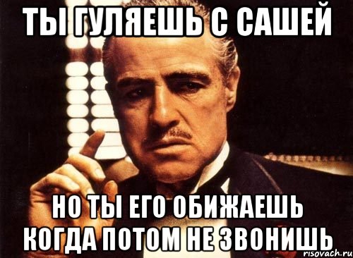 ты гуляешь с Сашей но ты его обижаешь когда потом не звонишь, Мем крестный отец