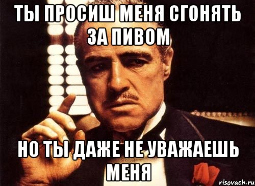 Ты просиш меня сгонять за пивом но ты даже не уважаешь меня, Мем крестный отец