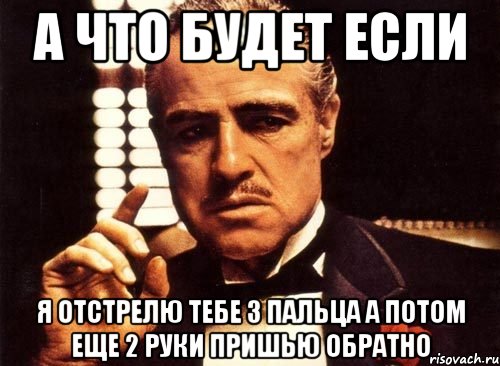 А что будет если Я отстрелю тебе 3 пальца а потом еще 2 руки пришью обратно, Мем крестный отец