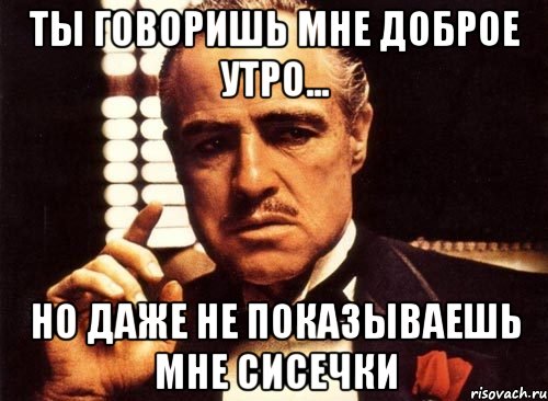 Ты говоришь мне доброе утро... НО даже не показываешь мне сисечки, Мем крестный отец