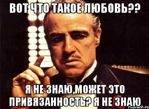 Вот что такое любовь?? я не знаю,может это привязанность? я не знаю, Мем крестный отец