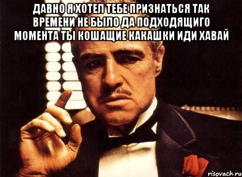 Давно я хотел тебе признаться так времени не было да подходящиго момента ты кошащие какашки иди хавай , Мем крестный отец