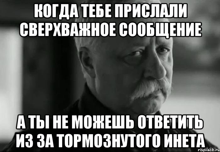 когда тебе прислали сверхважное сообщение а ты не можешь ответить из за тормознутого инета, Мем Не расстраивай Леонида Аркадьевича