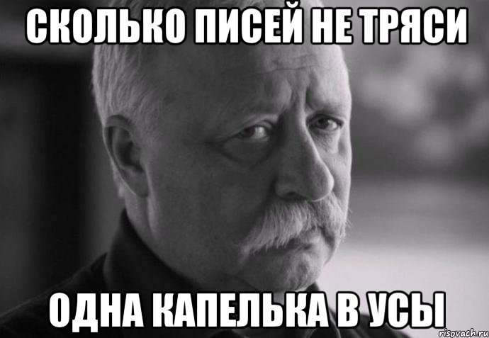 Сколько писей не тряси одна капелька в усы, Мем Не расстраивай Леонида Аркадьевича