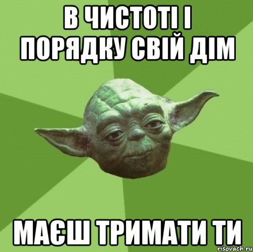 в чистоті і порядку свій дім маєш тримати ти, Мем Мастер Йода