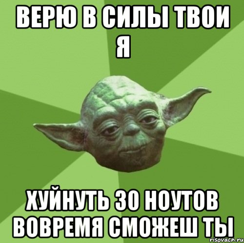 верю в силы твои я хуйнуть 30 ноутов вовремя сможеш ты, Мем Мастер Йода