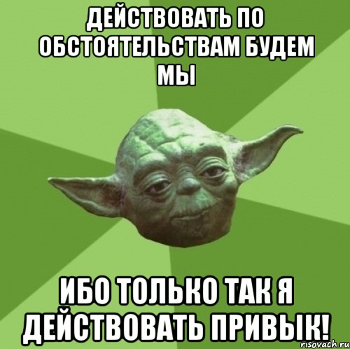 Действовать по обстоятельствам будем мы ибо только так я действовать привык!, Мем Мастер Йода