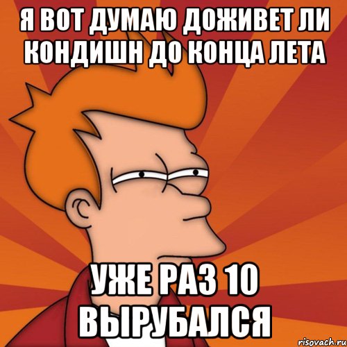 я вот думаю доживет ли кондишн до конца лета уже раз 10 вырубался, Мем Мне кажется или (Фрай Футурама)