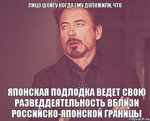 лицо Шойгу когда ему доложили, что Японская подлодка ведет свою разведдеятельность вблизи российско-японской границы, Мем твое выражение лица