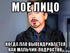 Мое лицо когда Лап выпендривается как мальчик-подросток