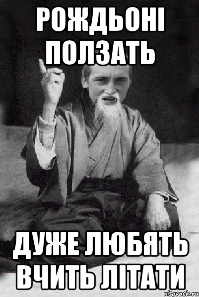Рождьоні ползать дуже любять вчить літати, Мем Мудрий паца