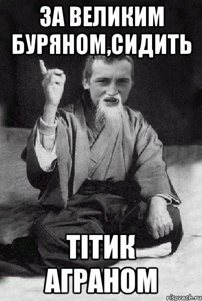 за великим буряном,сидить Тітик аграном, Мем Мудрий паца