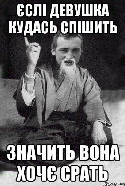 ЄСЛІ ДЕВУШКА КУДАСЬ СПІШИТЬ ЗНАЧИТЬ ВОНА ХОЧЄ СРАТЬ, Мем Мудрий паца