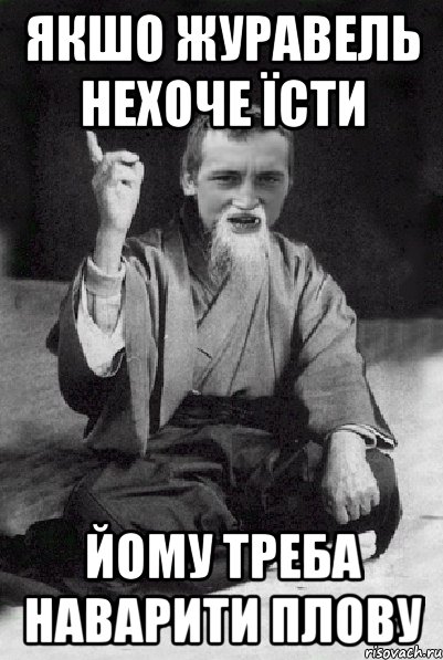 якшо журавель нехоче їсти йому треба наварити плову, Мем Мудрий паца