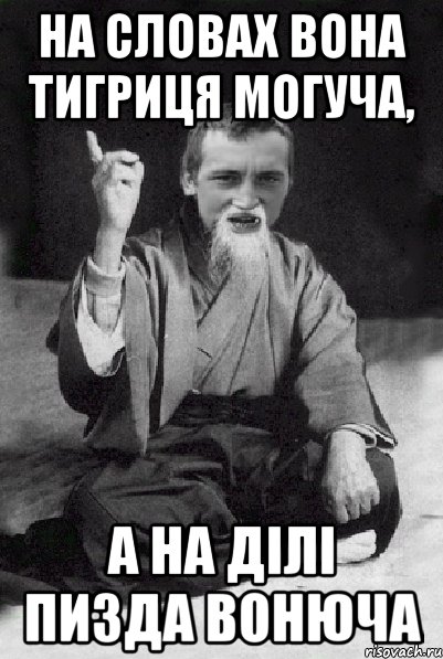НА СЛОВАХ ВОНА ТИГРИЦЯ МОГУЧА, А НА ДІЛІ ПИЗДА ВОНЮЧА, Мем Мудрий паца
