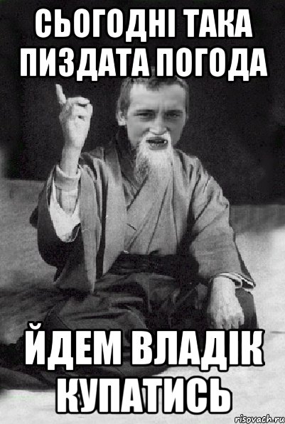 сьогодні така пиздата погода йдем владік купатись, Мем Мудрий паца