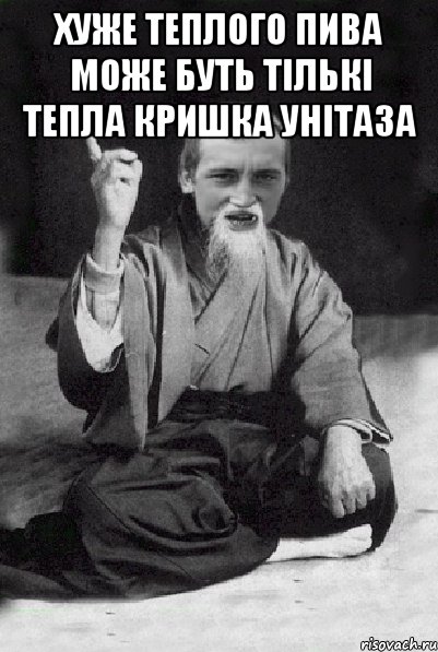 Хуже теплого пива може буть тількі тепла кришка унітаза , Мем Мудрий паца