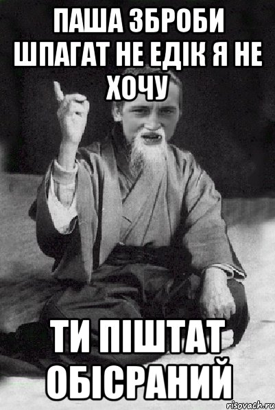 Паша Зброби Шпагат Не едік Я не хочу Ти Піштат Обісраний, Мем Мудрий паца