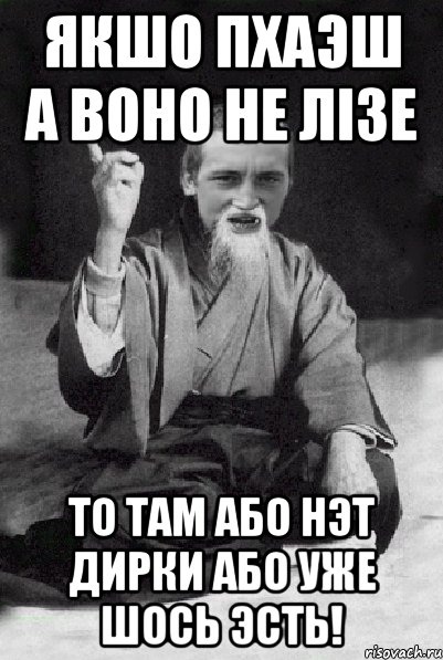 якшо пхаэш а воно не лiзе то там або нэт дирки або уже шось эсть!, Мем Мудрий паца