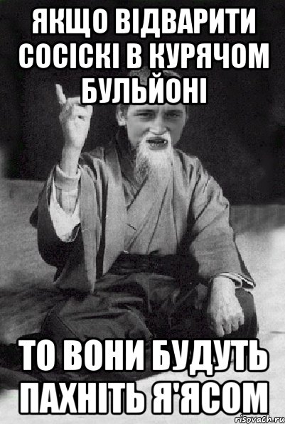 якщо відварити сосіскі в курячом бульйоні то вони будуть пахніть я'ясом, Мем Мудрий паца