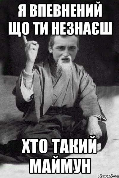 Я впевнений що ти незнаєш хто такий МАЙМУН, Мем Мудрий паца