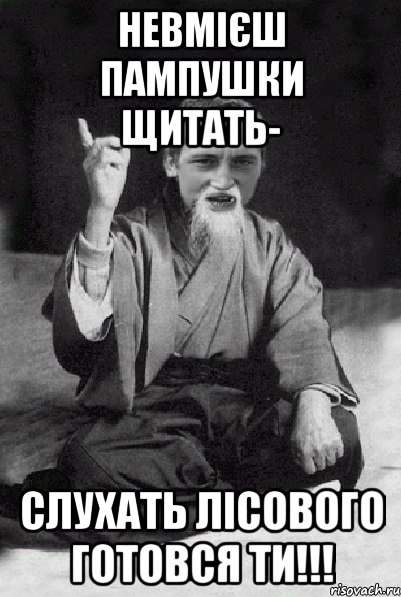 НЕВМІЄШ ПАМПУШКИ ЩИТАТЬ- СЛУХАТЬ ЛІСОВОГО ГОТОВСЯ ТИ!!!, Мем Мудрий паца