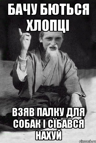 бачу бються хлопці взяв палку для собак і сїбався нахуй, Мем Мудрий паца