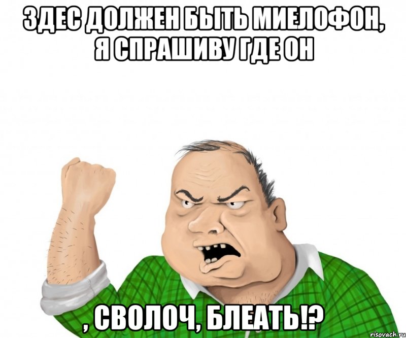 здес должен быть миелофон, я спрашиву где он , сволоч, блеать!?, Мем мужик