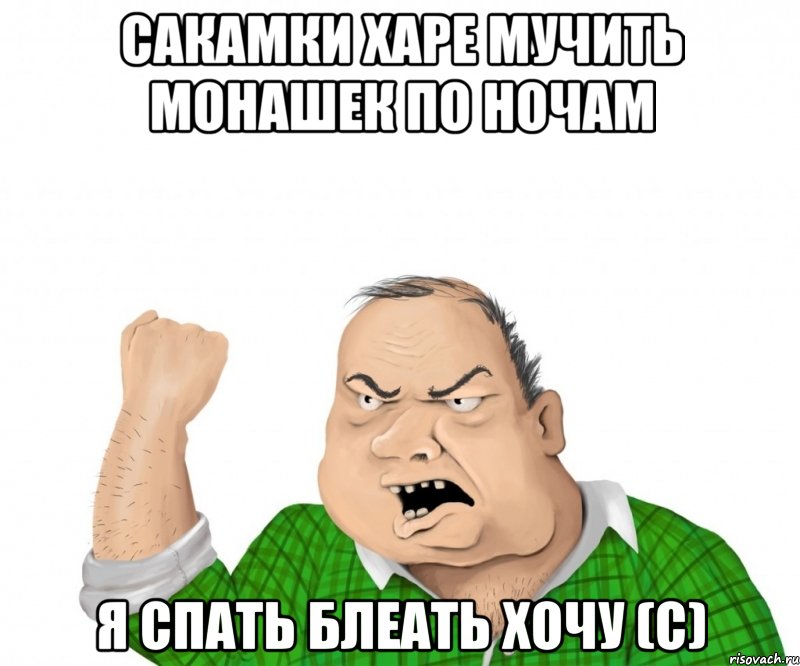 САКАМКИ ХАРЕ МУЧИТЬ МОНАШЕК ПО НОЧАМ Я СПАТЬ БЛЕАТЬ ХОЧУ (С), Мем мужик