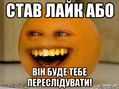 СТАВ ЛАЙК АБО ВІН БУДЕ ТЕБЕ ПЕРЕСЛІДУВАТИ!, Мем Надоедливый апельсин