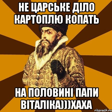 не царське діло картоплю копать на половині папи Віталіка)))хаха, Мем Не царское это дело