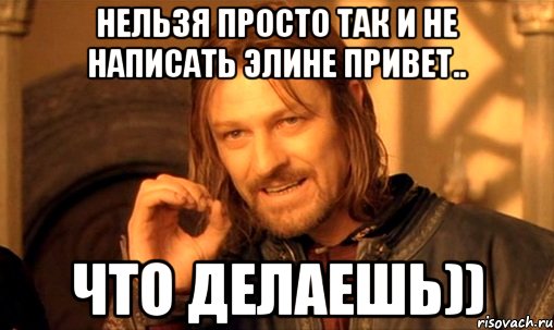 Нельзя просто так и не написать элине привет.. Что делаешь)), Мем Нельзя просто так взять и (Боромир мем)