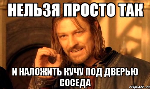 Нельзя просто так и наложить кучу под дверью соседа, Мем Нельзя просто так взять и (Боромир мем)