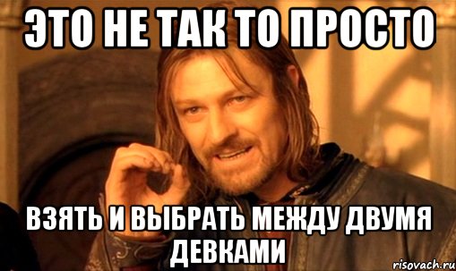 это не так то просто взять и выбрать между двумя девками, Мем Нельзя просто так взять и (Боромир мем)